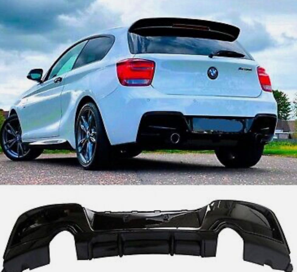 BMW 1 Series F20 F21 PRE-LCI Gloss Black Rear Diffuser Lip Valance Bumper 11-15