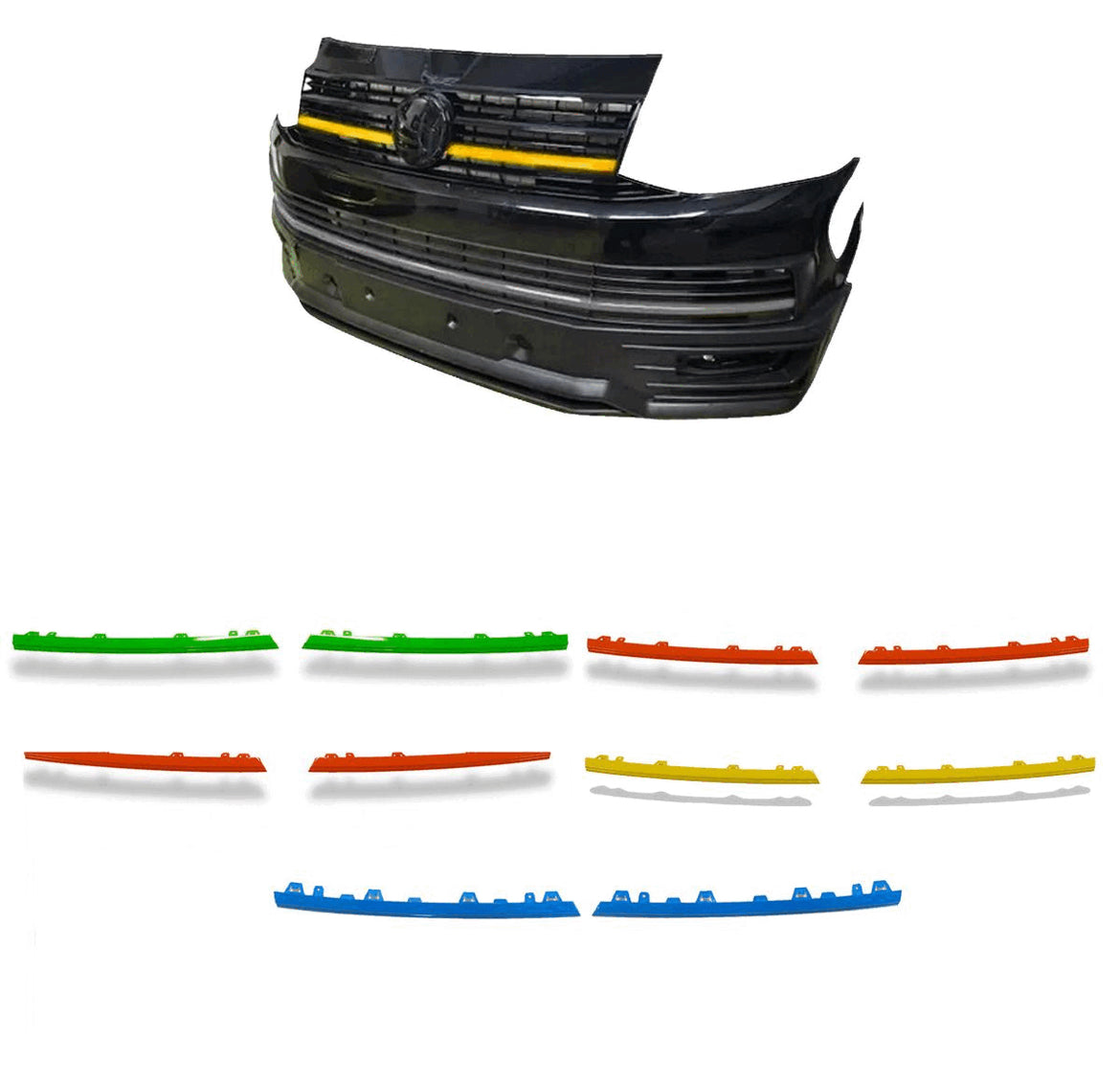 VW T6 TRANSPORTER 2015-2019 FRONT UPPER 2-PIECE CLIP IN GRILLE STREAMER