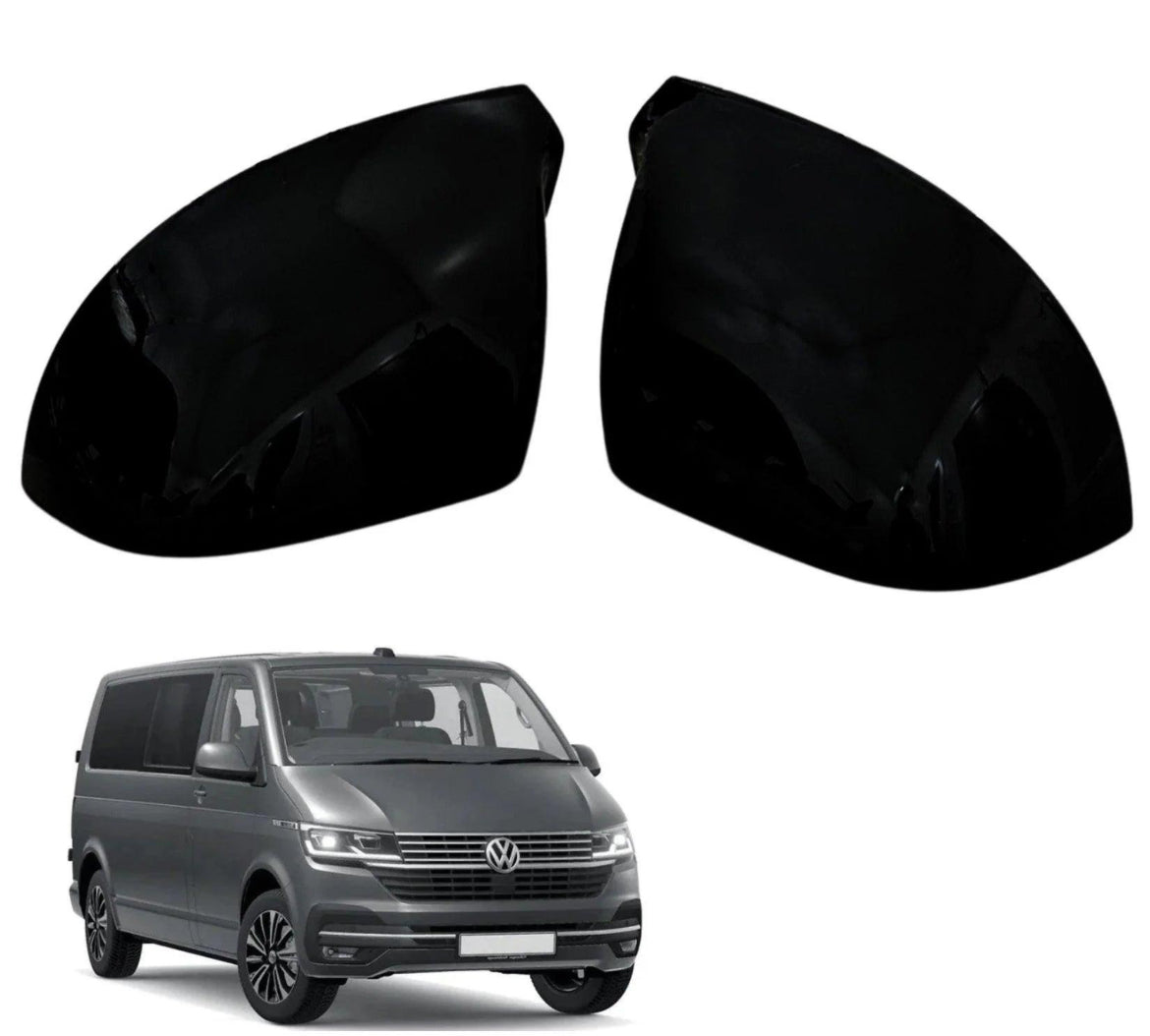 VW TRANSPORTER T5 T6 T6.1 MIRROR COVERS IN GLOSS BLACK - PAIR