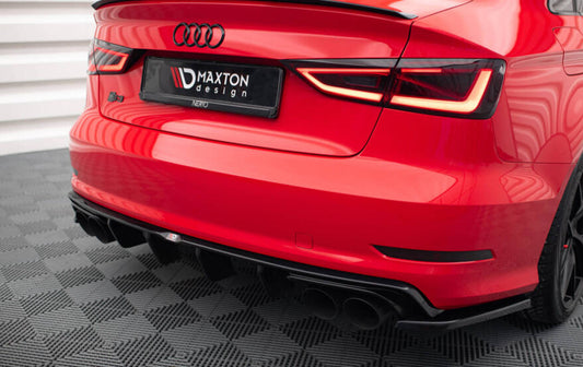 Maxton Design Audi A3 13–16 S-Line Saloon Rear Diffuser – Gloss Black