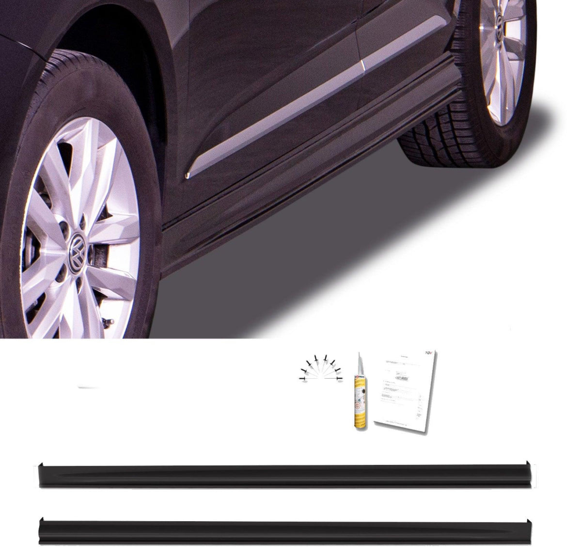 VOLKSWAGEN CADDY 2020 ONWARDS - GLOSS BLACK 'EDITION' SIDE SKIRT SPLITTERS