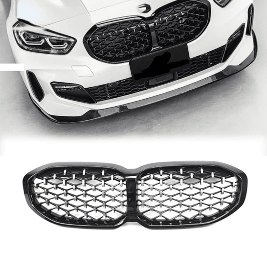 BMW 1 SERIES F40 2018 - 2024 GLOSS BLACK DIAMOND STYLE FRONT GRILL