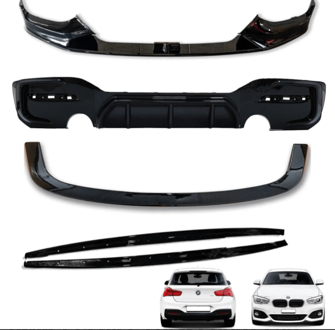 BMW 1 SERIES LCI M SPORT F20 F21 2015-2019 GLOSS BLACK FULL AERO BODY KIT