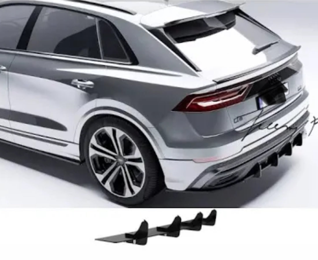 AUDI Q8 S-LINE 2018-2023 GLOSS BLACK REAR BLADE DIFFUSER